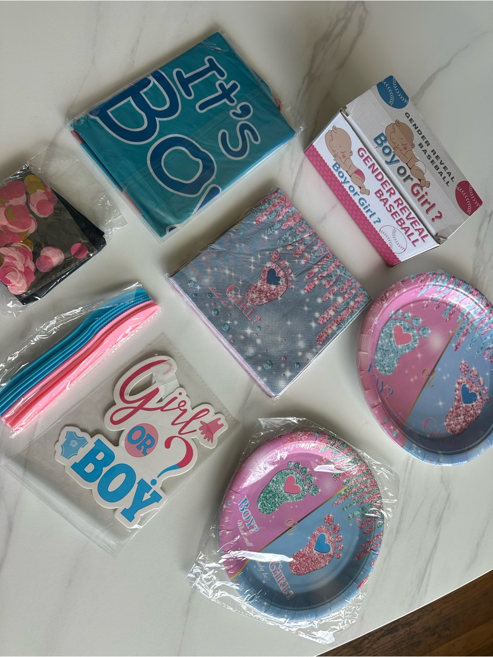 Gender Reveal Party Supplies Pack - Pink and Blue
